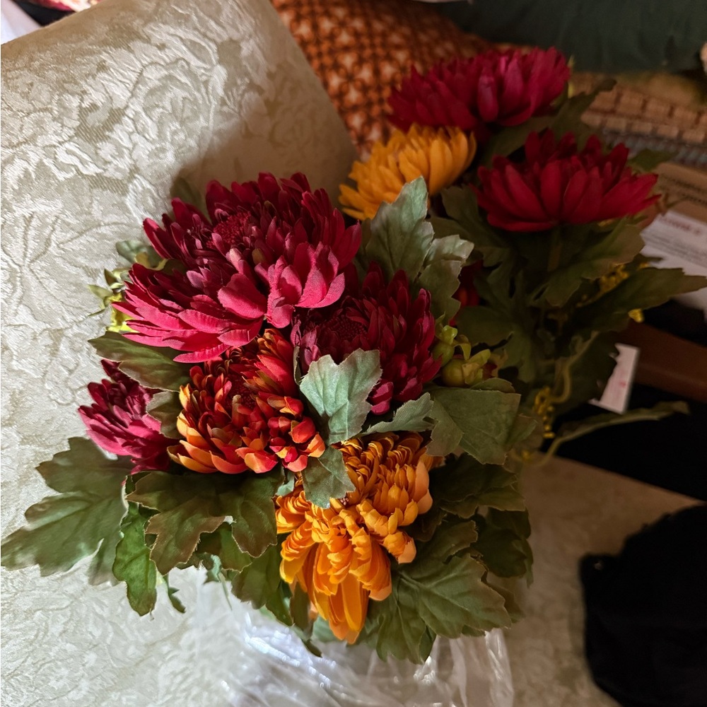 Home Interiors Red and Orange Faux Florals Accents